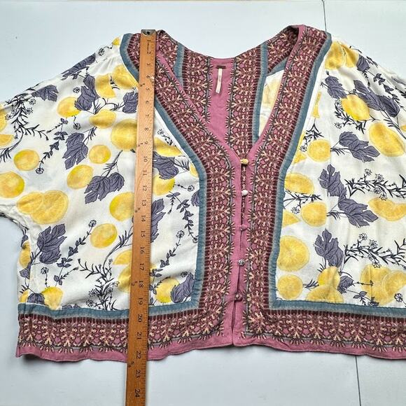 Free People Top Womens Large White Freshly Squeezed Lemon Boho Festival Oversize - Picture 11 of 13